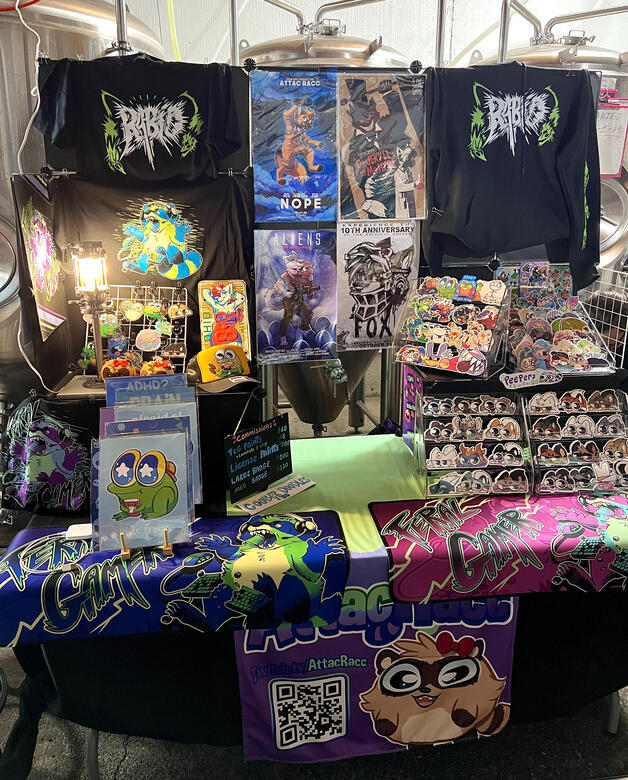 Slightly Furry Taproom Market Nov 2025 - 6' table - height &amp; lighting limited set up